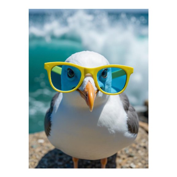 Diamond Art Kit for Adults, Seagull Yellow Sunglasses Ocean Waves Diamond Painting for Adults Beginners, 5D DIY Diamond Art Painting Kits, Colorful Diamond Painting Craft for Home Decor 12x16