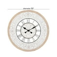 thumbnail image 4 of DecMode 32" White Wooden Floral Carved Wall Clock with Black Metal Accents, 4 of 15
