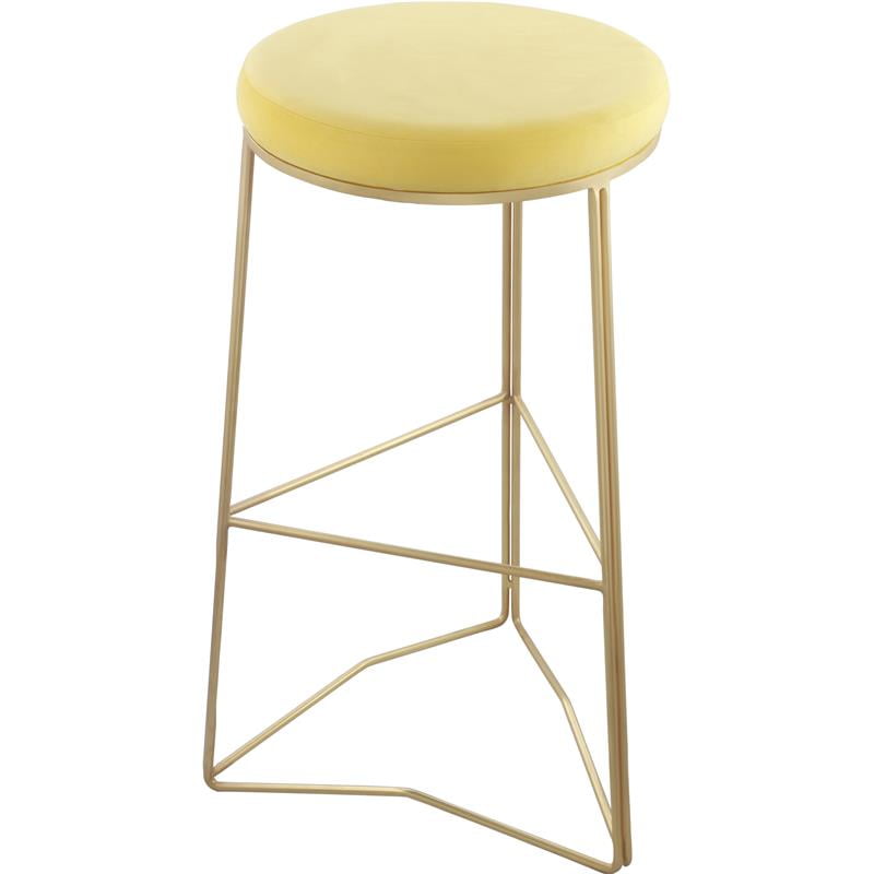 Meridian Furniture Tres Yellow Velvet Bar Stool