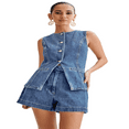 thumbnail image 2 of LYMAYTER Women‌ Denim Outfits Fashions 2-Piece Set Sleeveless Vest High Waist Shorts Casual Outfit S-XL, 2 of 7
