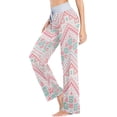 thumbnail image 3 of Women's Tribal Ethnic Zig Zag Pajama Pants, Casual Pajama Bottoms Lounge Pants Wide Leg, 3 of 7