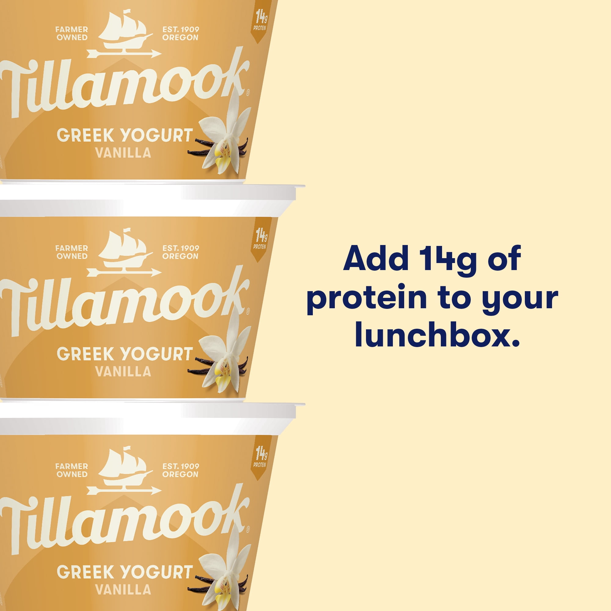 Tillamook Vanilla Low Fat Greek Yogurt, 14g Protein per Serving, 5.3 oz