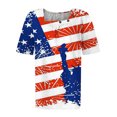 thumbnail image 3 of Fiudx Ofertas y Liquidaciones Camiseta Plisada con Cuello Estampado de Manga Corta Del Día de La Independencia para Mujer, 3 of 3