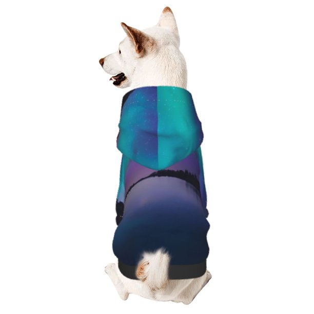 Fotbe Night At Lake Aurora Sudadera con Estampado para Perros Pequeños – Suéter con Capucha para Mascotas, Tela Suave de Forro Polar con Bolsillo-X-Small