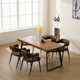 thumbnail image 2 of Guyou Modern Dining Room Armchairs Set of 2, Retro Faux Leather Upholstered Dining Chairs, Mid-Century Open Back Kitchen Side Chairs for Dining Room Living Room Kitchen, Brown, 2 of 10