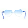 thumbnail image 2 of Girls Child Size Rimless Heart Shape Plastic Sunglasses Blue, 2 of 4