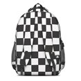 thumbnail image 3 of Black and White Checkered Pattern Backpack for School, Cute School Bag with Adjustable Shoulder Straps and Padded Back, 16.9"x12.6"x5.9", 3 of 4