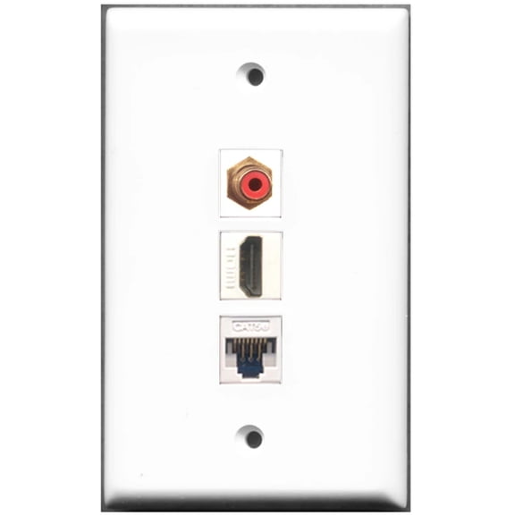 Ultra Spec Cables 1 Port HDMI 1 Port RCA Red 1 Port Cat5e Wall Plate F/F
