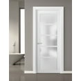 thumbnail image 3 of Lite Slab Barn Door Panel 24 x 80 | Quadro 4002 White Silk with Frosted Opaque Glass | Sturdy Finished Wooden Modern Doors | Pocket Closet Sliding, 3 of 6