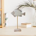 thumbnail image 4 of Escultura de pez de madera sobre soporte, decoración náutica, escritorio, dormitorio costero de playa, estilo rústico. Blanco, 4 of 6