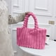 thumbnail image 4 of Bolso tote grande de tela suave para mujer | Bolso de hombro estilizado | Asa elegante y cómoda | Uso diario para compras y viajes | Rosa y gris | 30x24x15 cm, 4 of 6