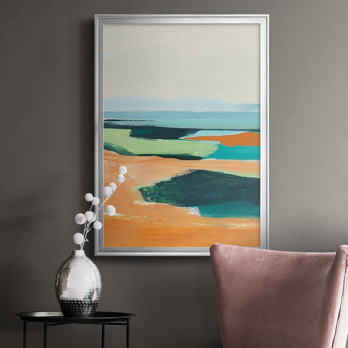 Aqua and Orange II Premium Framed Print, in Gold, Black, or Silver - Ready to Hang