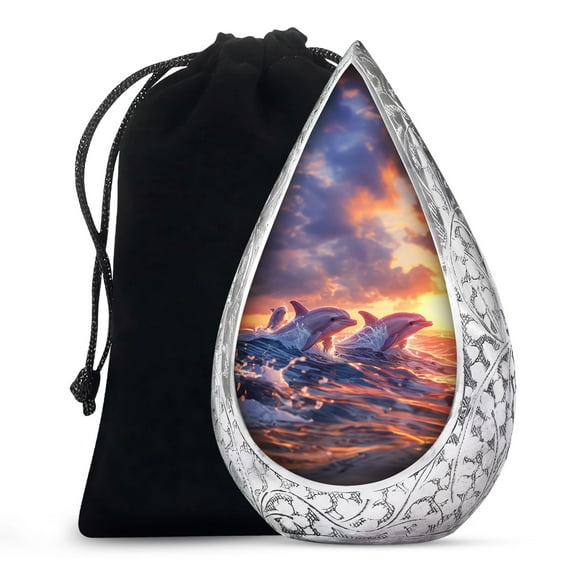 JAGSHASHI Sunset Dolphin Serenade - Cremation Urn Ashes - Cremation Urns For Men - Burial Urn For Ashes - Burial Urns For Human Ashes - Urns For Mom Ashes - Ashes Urns Human - 10 Inch - Large
