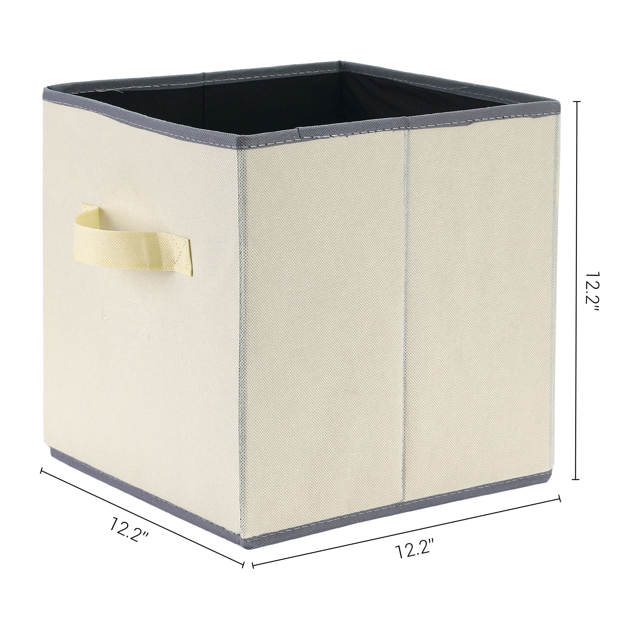 Unique Bargains 3 Pcs Square Fabric Collapsible Storage Basket Bin with Handle Beige M