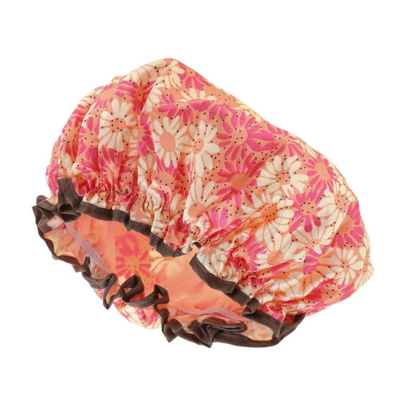 Unique Bargains 1 Pc Women Sunflower Bath Cap for Bathroom Business Travel Red