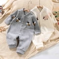 thumbnail image 5 of 18-24 Months Infant Jumpsuit Girls' Clothing With Fitting And Comfortable Cartoon Printed Climbing Suit Newborn Fall Winter Gift Clothes,Grey Jumpsuit Sleep & Play One-Piece Bodysuit, 5 of 9