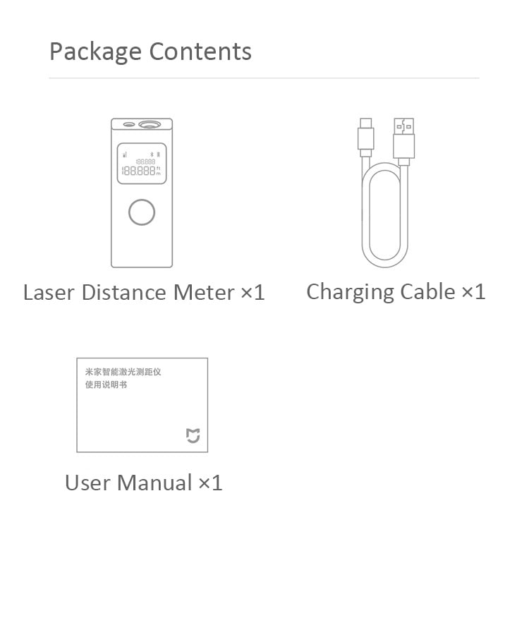 Xiaomi Mijia Laser Measure, Digital Laser Tape Measure, Compatible with Mi Home App, Portable Laser Distance Meter, Electronic Measuring Device Tool for Home Improvement