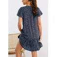 thumbnail image 3 of Sherrylily Summer Women Polka Dot V Neck Button Down Ruffle Loose Swing Short Mini T-Shirt Dress, 3 of 6