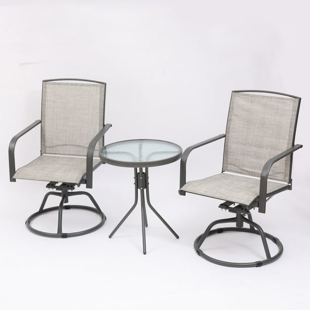 Manta Usa 3 Pieces Outdoor Furniture, Patio Table Swivel Rocker Chairs