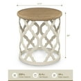thumbnail image 2 of 17.7" Farmhouse Side Table, French Round End Table, Rustic Accent Table with Distressed Wood Tray Top and Lipped Edge, Beige, 2 of 9