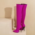 thumbnail image 4 of UngA Burgundy Boots Knee High Boots Women Pointed Toe Tall Boots 3 In Stiletto High Heel Long Boots Side Zipper Dress Knee High Boots Hot Pink,6, 4 of 7