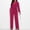 #0479-Hot Pink, variant on TaTaai Womens Long Sleeve Jumpsuit V Neck Button Pocket Tie Waist Solid Casual Romper for Daily