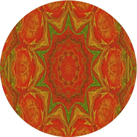 Ahgly Company Machine Washable Indoor Round Transitional Red Area Rugs, 5' Round