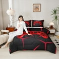 thumbnail image 4 of Castle Fairy Red Gamepads 3 Pieces Queen Comforter Set,3D Geometric Ultra Soft Bedding Sets,Video Game Bedding Comforter Set,Luxury Boys Bedroom Decor,Reversible, 4 of 8