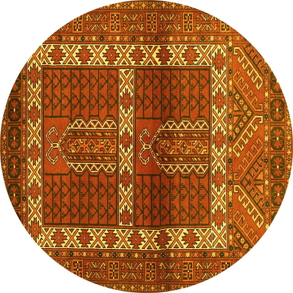 Ahgly Company Indoor Round Southwestern Yellow Country Area Rugs, 3' Round