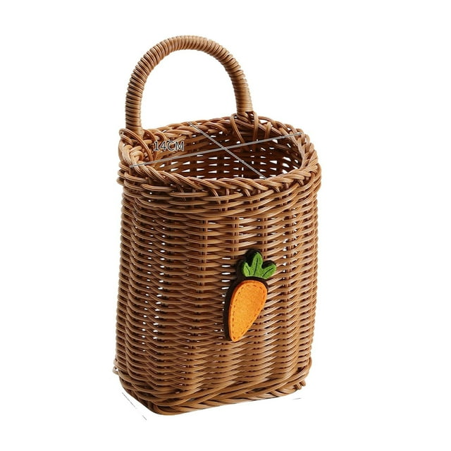 Boreal Craft Imitation Tissage Vigne Rangement Cuisine Ail Rétro Mural Portable Petit Ustensile de Cuisine Carotte Suspendu (avec Crochet Transparent) Récipient de Préparation de Repas en Verre 3 Compartiments