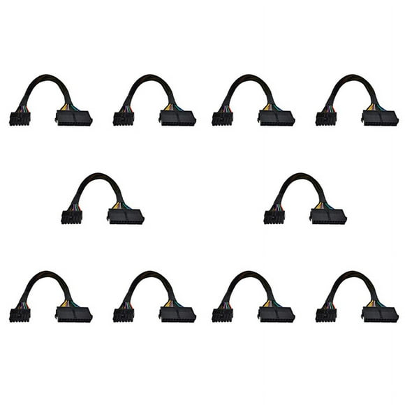 10X 24 Pin to 14 Pin ATX PSU Main Power Adapter Braided Sleeved Cable for for PC and Servers 12-Inch(30cm)
