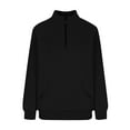 thumbnail image 5 of Women's Ribbed Half Zip Stand Collar Hoodless Sweater, Autumn Winter Solid Color Knit Pullover Top with Soft Comfort Fabric for Casual Daily Wear, Street Fashion and Versatile Outfits Black L, 5 of 5