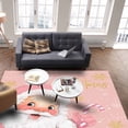 thumbnail image 2 of Merry Christmas Area Rug 4x6ft Pink Santa Claus Poinsettia Winter Snowflake Non-Slip Washable Square Rugs Soft Felt Indoor Floor Mat for Bedroom Kitchen Living Room Bathroom, 2 of 8