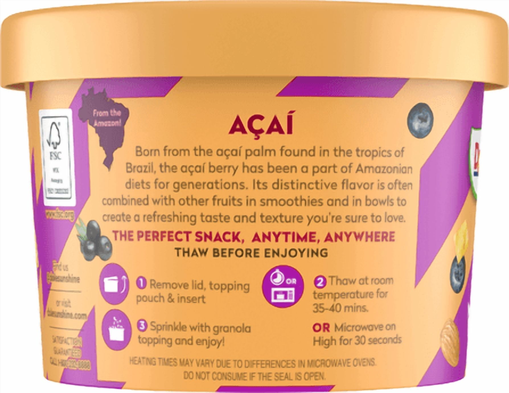 Dole Acai Protein Frozen Smoothie Bowl, 6 oz
