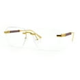 thumbnail image 4 of Retro Gangster Rapper Luxury Clear Lens Rimless Rectangle Fashion Eyeglasses Gold Brown, 4 of 8