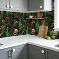 thumbnail image 6 of Whimsical Peel and Stick Wallpaper Botanical Skull Vintage Glass Bottles Greenery Wall Mural 23.6in x 9.8ft Self Adhesive Removable Wall Paper Renter Friendly Wallpaper for Kids Bedroom Studio, 6 of 8