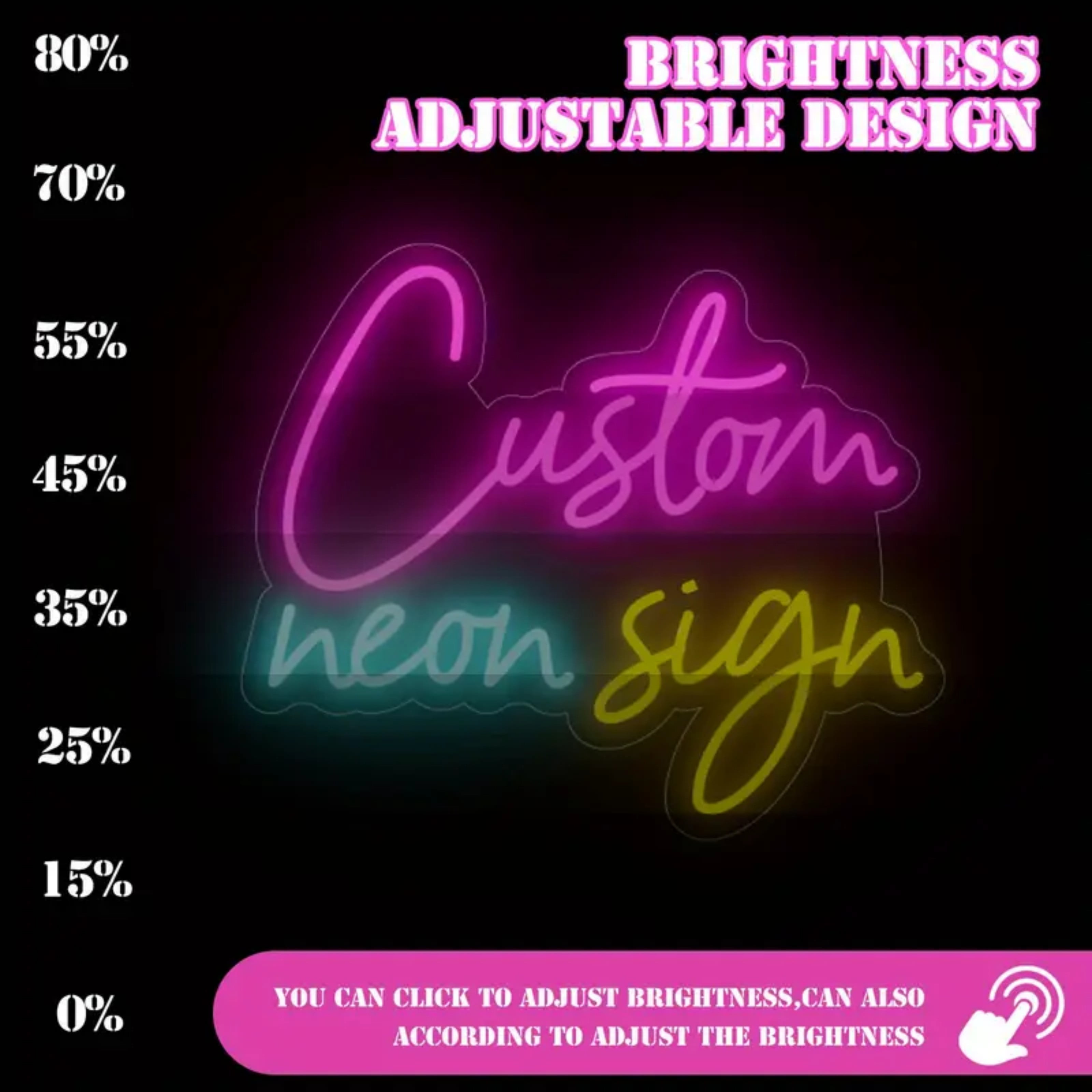 UPONRAY Two Lines Multicolor Custom Neon Signs, Usb Powered with Adjustable Brightness Wall Decor for Gifts, Ice Blue + Pink