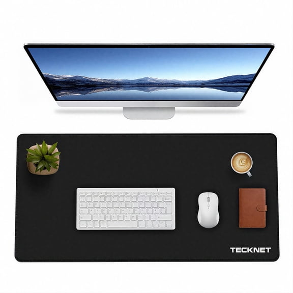Tecknet Basics Large Mouse Pad for Desk, 23.6x11.8in Gaming Desk Mat, Dual-Sided PU Leather, Waterproof, Scratch-Resistant