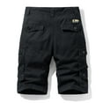 thumbnail image 5 of YLSDY Men's Summer Outdoor Travel Hiking Shorts Straight Fit Bermuda Shorts with Belt Solid Color Multi-Pockets Cargo Shorts Black XXXL, 5 of 8
