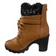 thumbnail image 1 of NECHOLOGY Botas Mujer Zapatos Botines mujer Botas de otoño e invierno, tacón grande, tacón grueso, encaje, correa de encaje, cremallera trasera, suela gruesa, zapatos de mujer con (Brown, 8), 1 of 7