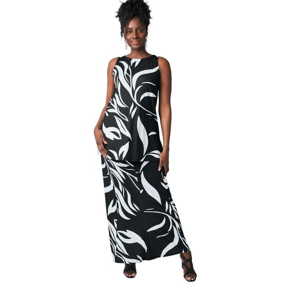 Jessica London Women's Plus Size Knit Tunic Tank Long Sleeveless Blouse