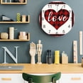 thumbnail image 7 of Wall Clock 10 Inch Valentines Day Round Silent Decorative Wall Clocks Battery Operated for Living Room Bedroom Kitchen Classroom Decor, Red and Black Buffalo Check Plaid Love Hearts,Small, 7 of 7