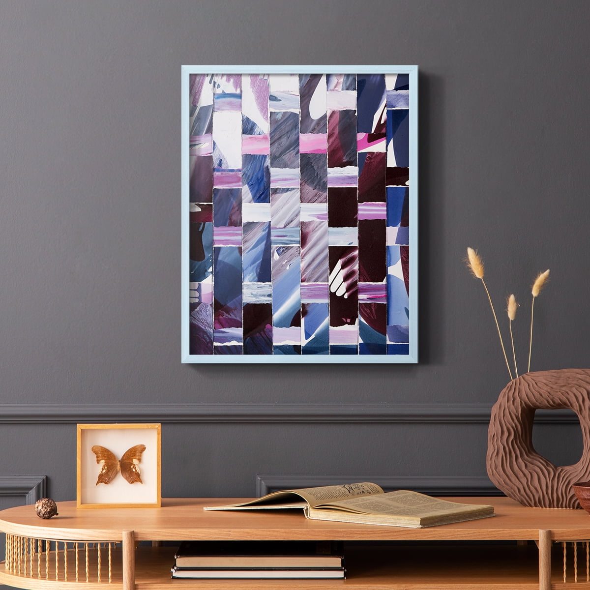 Dream Portals Framed Print in Blue Solid Wood Framed Print No Nail Hanging