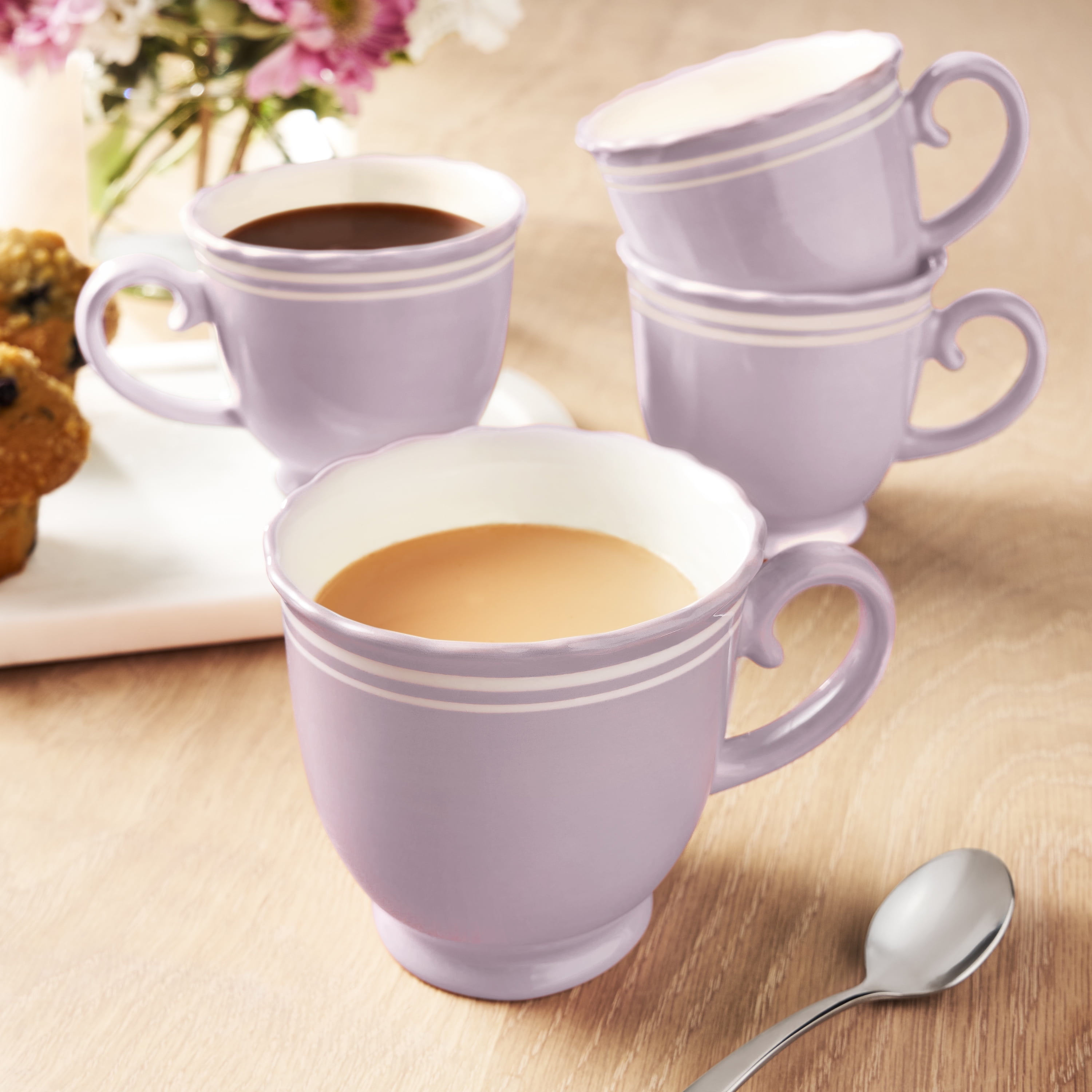 The Pioneer Woman Ainsley Ceramic Mug Set, Iris, 4-Pack