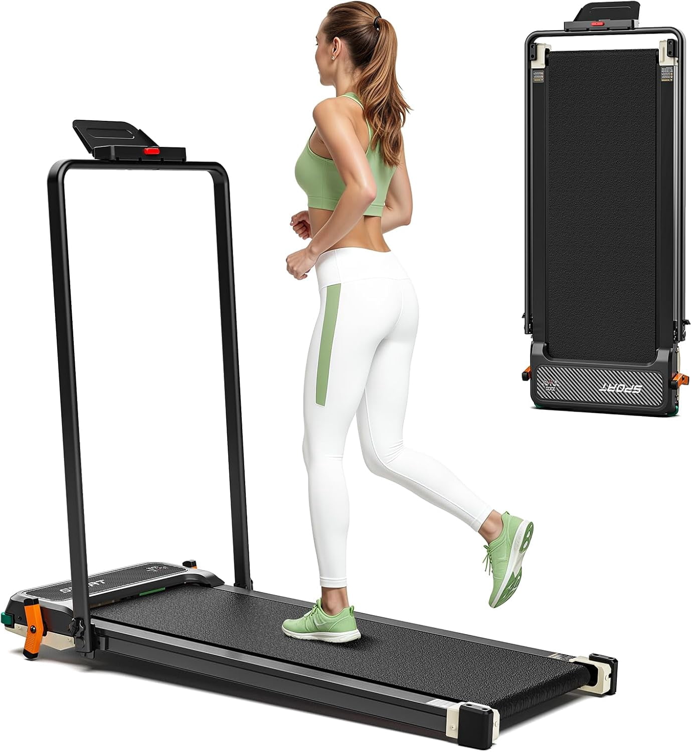 AKLUER 2 in 1 Walking Pad Treadmill with Incline & Shiatsu Foot Massager, 330LBS Capacity, LED Display, Remote Control for Home & Office