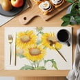 thumbnail image 2 of Yellow Flowers Placemats Set of 4, Sunflower Watercolor Plant Green Leaf Beige Non-Slip Place Mats Washable Table Mats for Kitchen Dining Table Decorations Indoor/Outdoor, 2 of 9