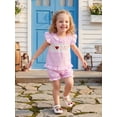 thumbnail image 5 of BemeyourBBs Toddler Baby Girl Summer Clothes Little Baby Girl Mothers Day Fathers Day Outfit I Love Mom Dad Letter Embroidery Flying Sleeve Striped Shirt Tops with Shorts Set Baby Girl Summer Outfit, 5 of 9