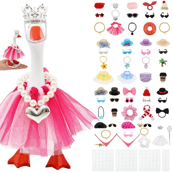 18 Sets 7 Inch Desk Goose Outfit Mini Porch Goose Accessory with Hat Glasses Necklace Dress up Set for Magnetic Geese Statue Key Holder Office Present Table Decor (Vintage)