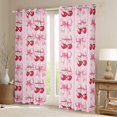 thumbnail image 2 of Homewish Cartoon Ribbon Bow Blackout Curtains Set of 2 (52x84 Each),Cute Loves Cherry Window Curtains,Pink Red Curtains and Drapes For Princess,Microfiber Bedroom Decor, 2 of 6