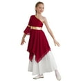 thumbnail image 5 of Girls Praise Ballet Lyrical Dance Dress One Shoulder Metallic Irregular Hem Dresses Liturgical Worship Costume, 5 of 7